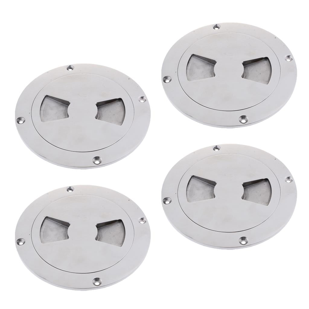 4 Pieces Marine 316 Stainless Steel Inspection Deck Plate Boat Hand Tighten