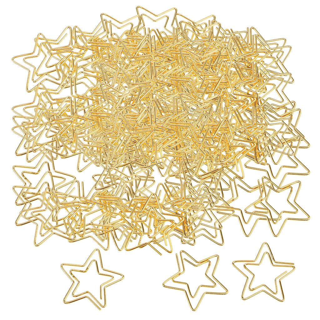 120Pcs Commonly used Clips Star Paper Clips for Office Gold Color 2.6x2.3CM