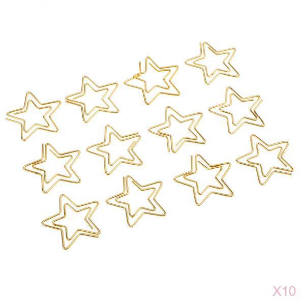 120Pcs Commonly used Clips Star Paper Clips for Office Gold Color 2.6x2.3CM