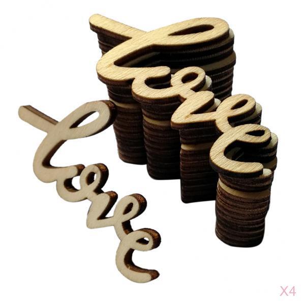 60pcs Handcraft Wooden Cut LOVE Wooden Pieces Embellishment DIY Crafts