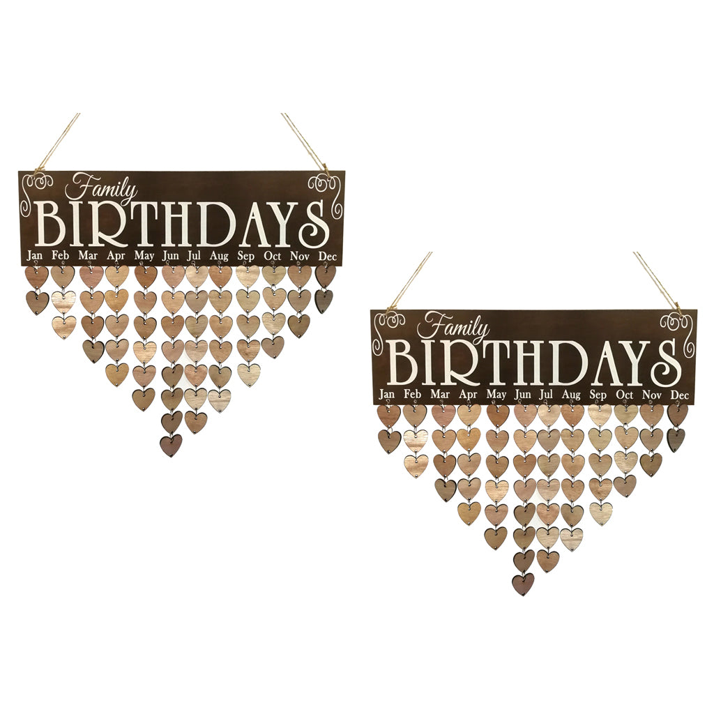 2 Pieces Family Birthdays Reminder Calendar Wooden Board Hanging Plaque Sign
