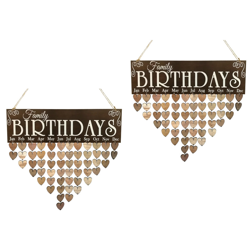 2 Pieces Family Birthdays Reminder Calendar Wooden Board Hanging Plaque Sign