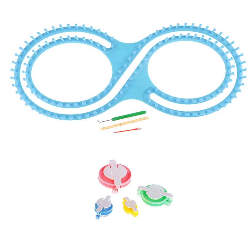 1 Set 8 Shape Knitting Loom Kit with 4 Sizes Pompom Maker for Weaving Crafts