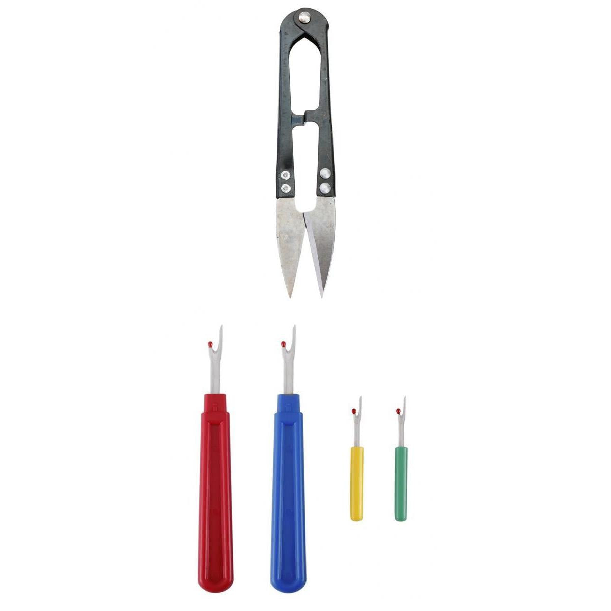 4pcs Seam Ripper with 1pc Yarn Scissors Cross Stitch Tool for Thread Cutting