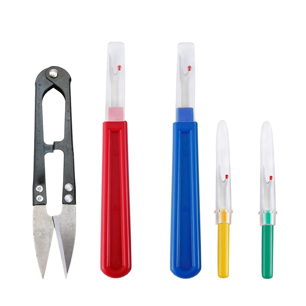 4pcs Seam Ripper with 1pc Yarn Scissors Cross Stitch Tool for Thread Cutting