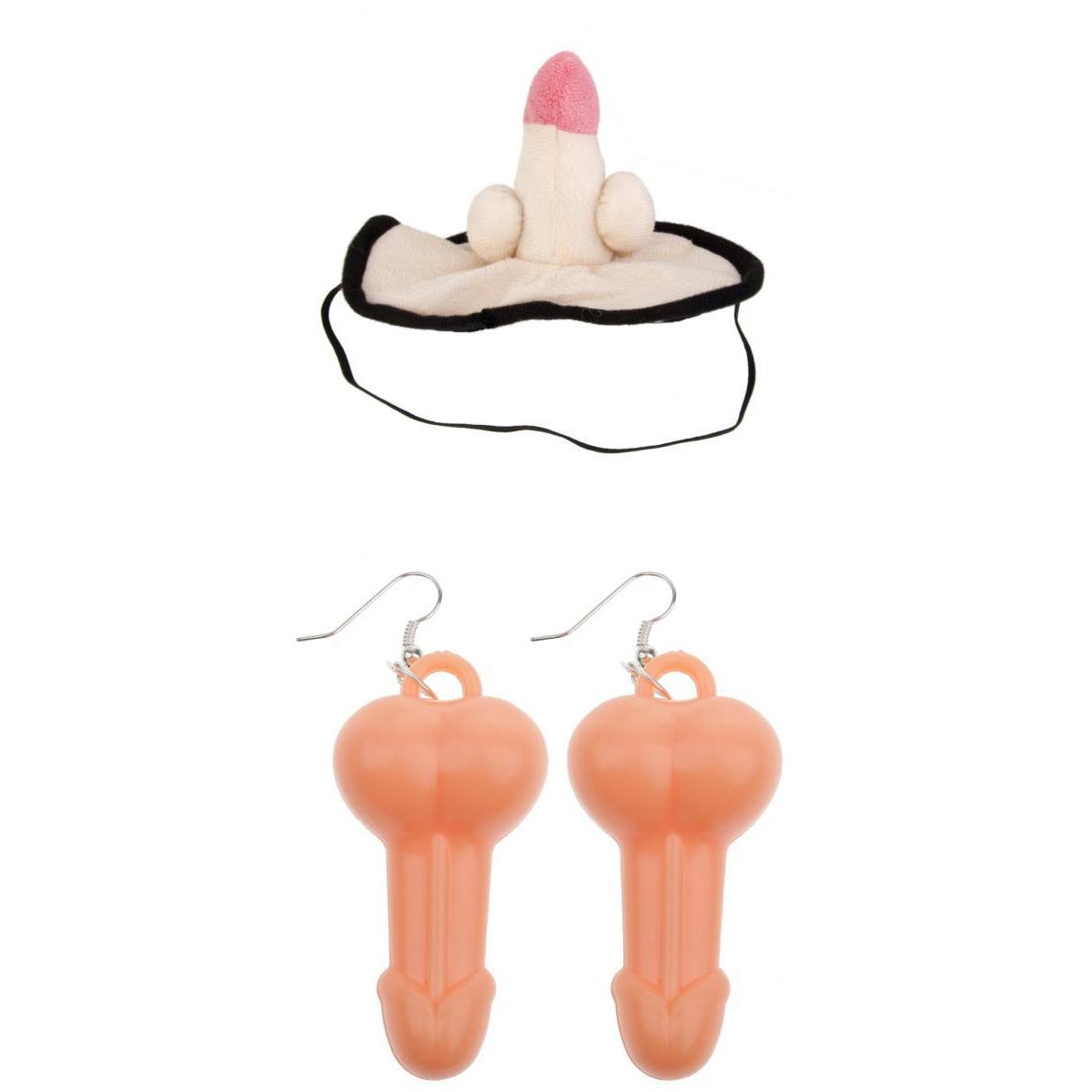 3 Pieces Funny Willy Eye Mask Dangle Earrings Set Hen Stag Party Supplier