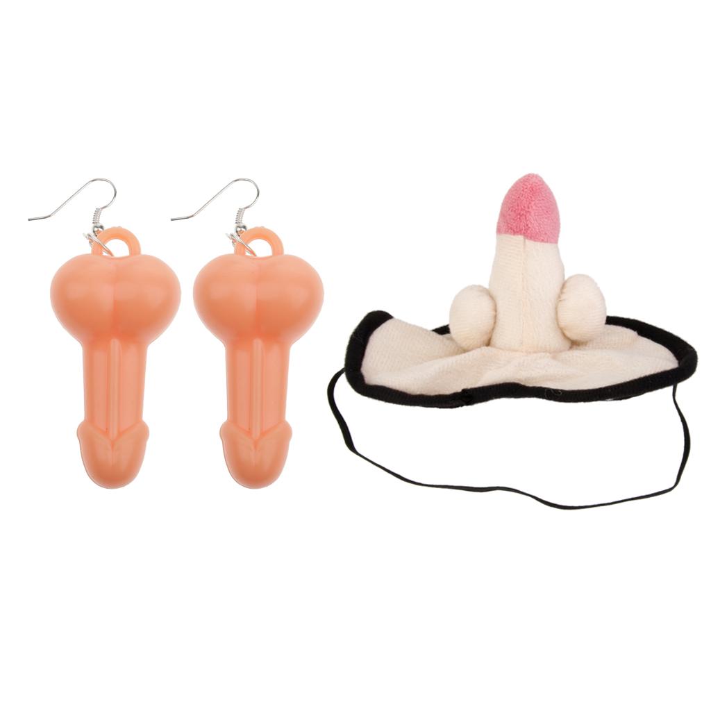 3 Pieces Funny Willy Eye Mask Dangle Earrings Set Hen Stag Party Supplier