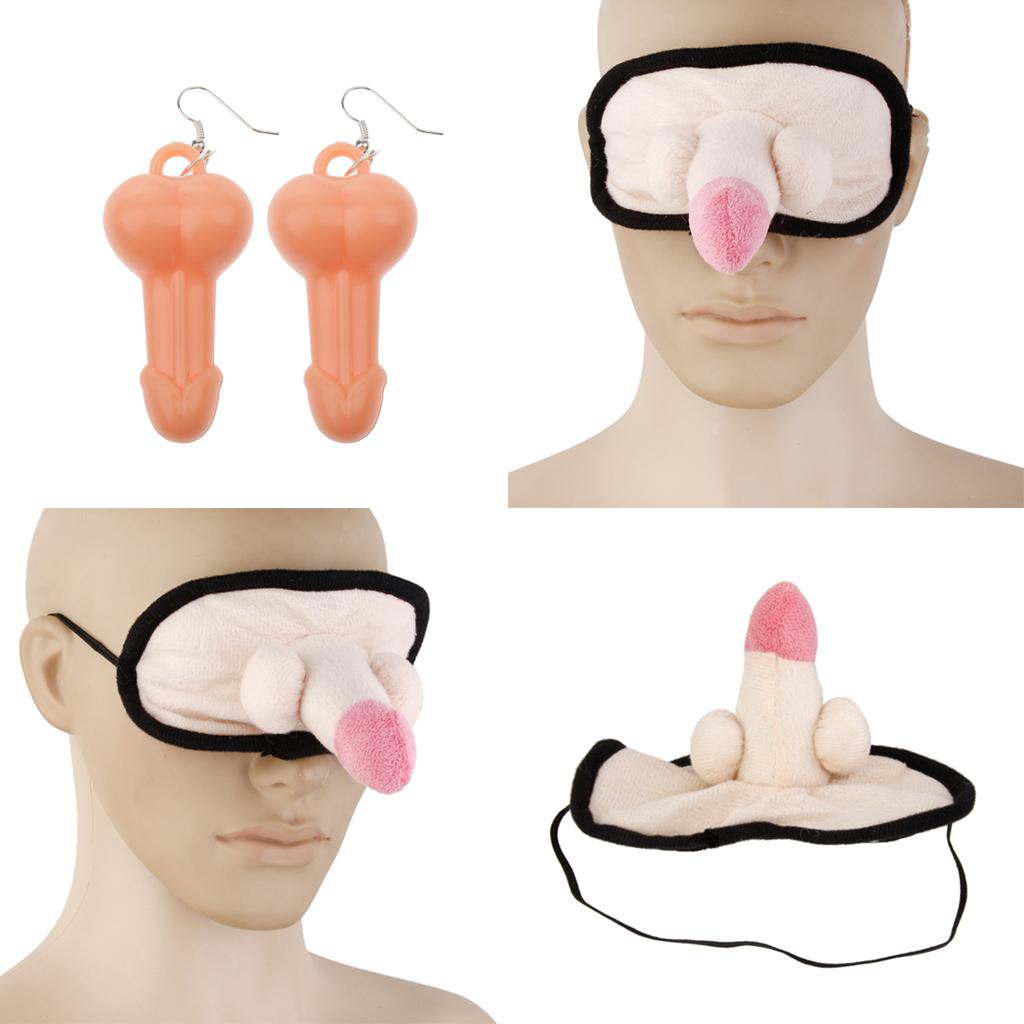 3 Pieces Funny Willy Eye Mask Dangle Earrings Set Hen Stag Party Supplier