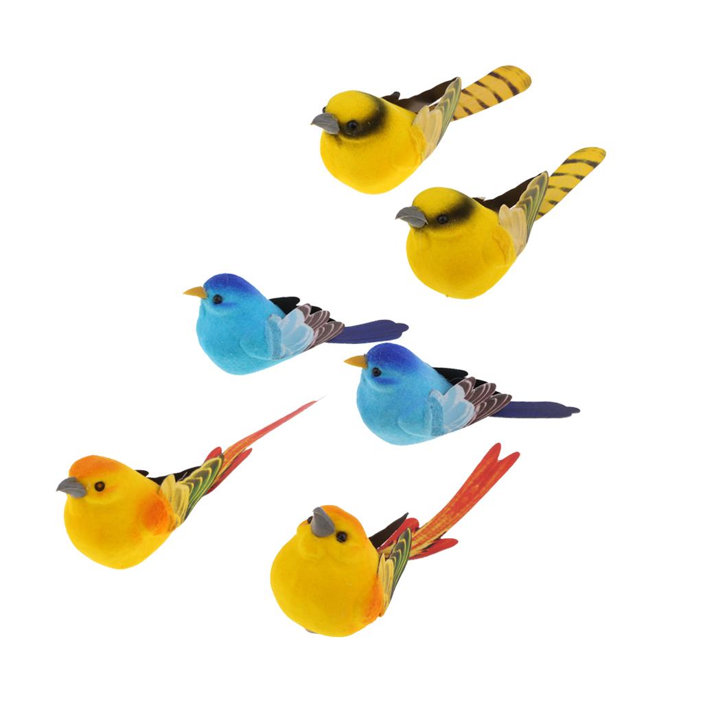 6pcs Artificial Realistic Decor Fake Bird Simulation Home Ornament Bird