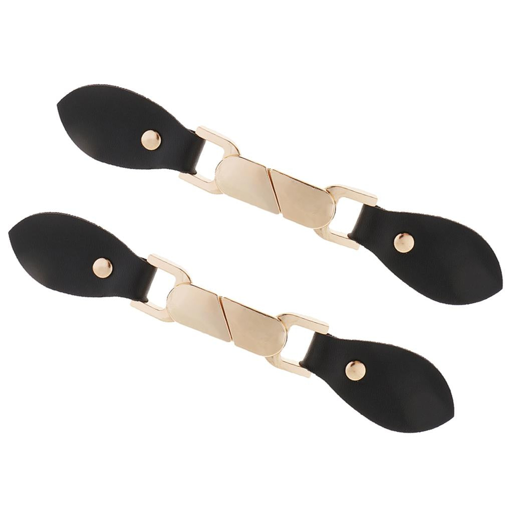 2 Pair Fashion Black PU Leather Alloy Snap Toggle Button for Coats Fastener