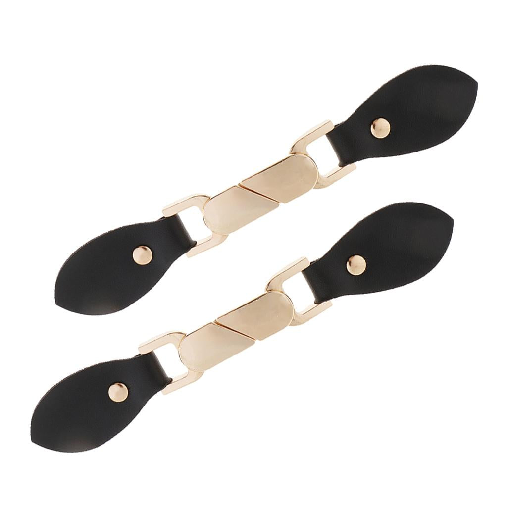 2 Pair Fashion Black PU Leather Alloy Snap Toggle Button for Coats Fastener