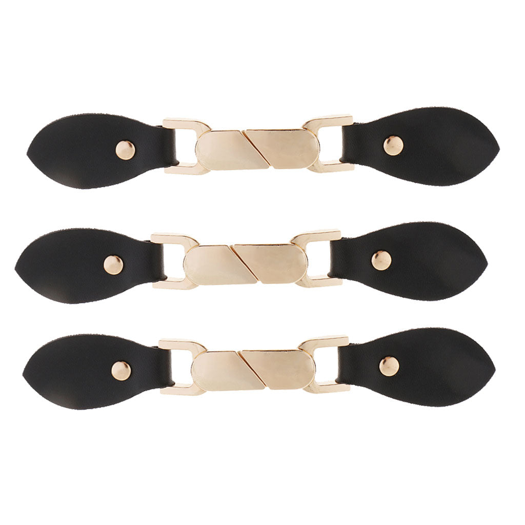 3 Pair PU Leather Alloy Snap Toggle Button for Bags Coat Fastener 16cm Long