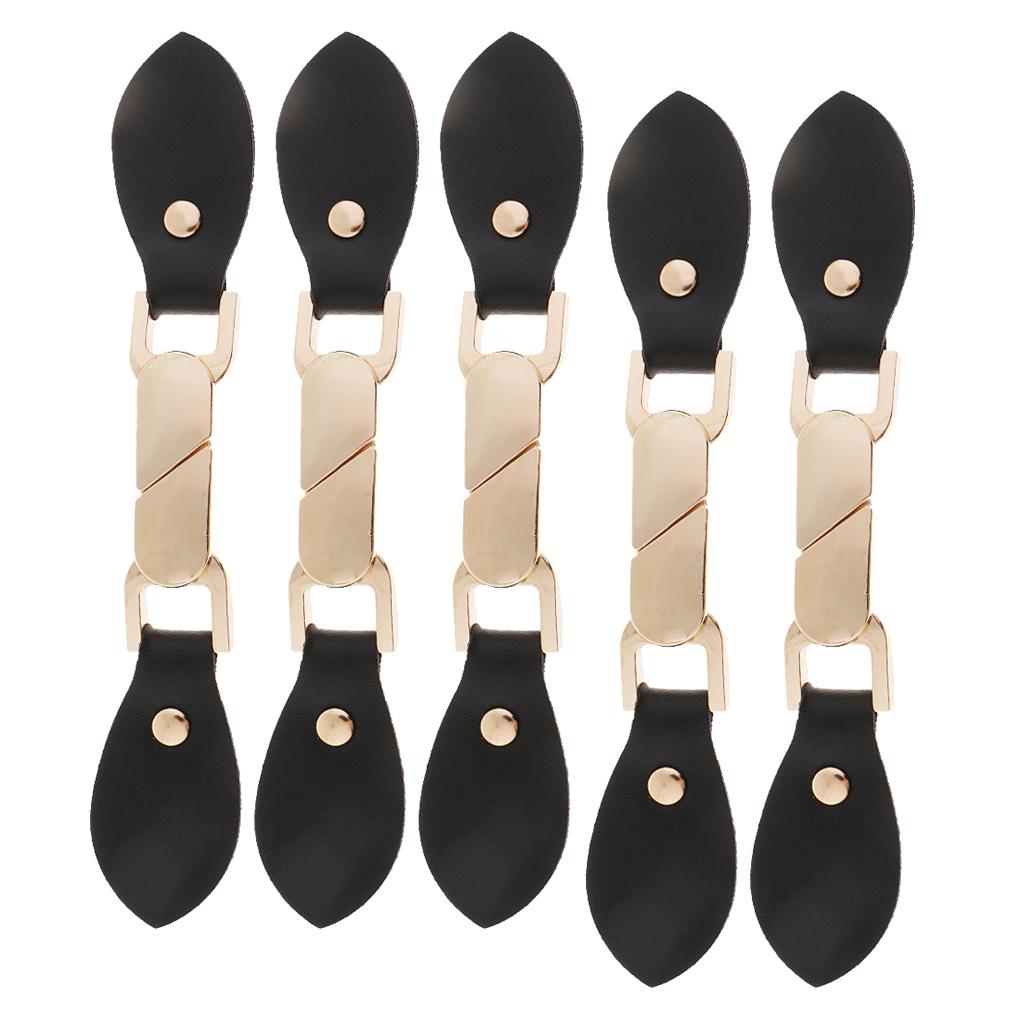 5 Pair Black PU Leather Alloy Snap Toggle Button for Bags Coat DIY Fastener