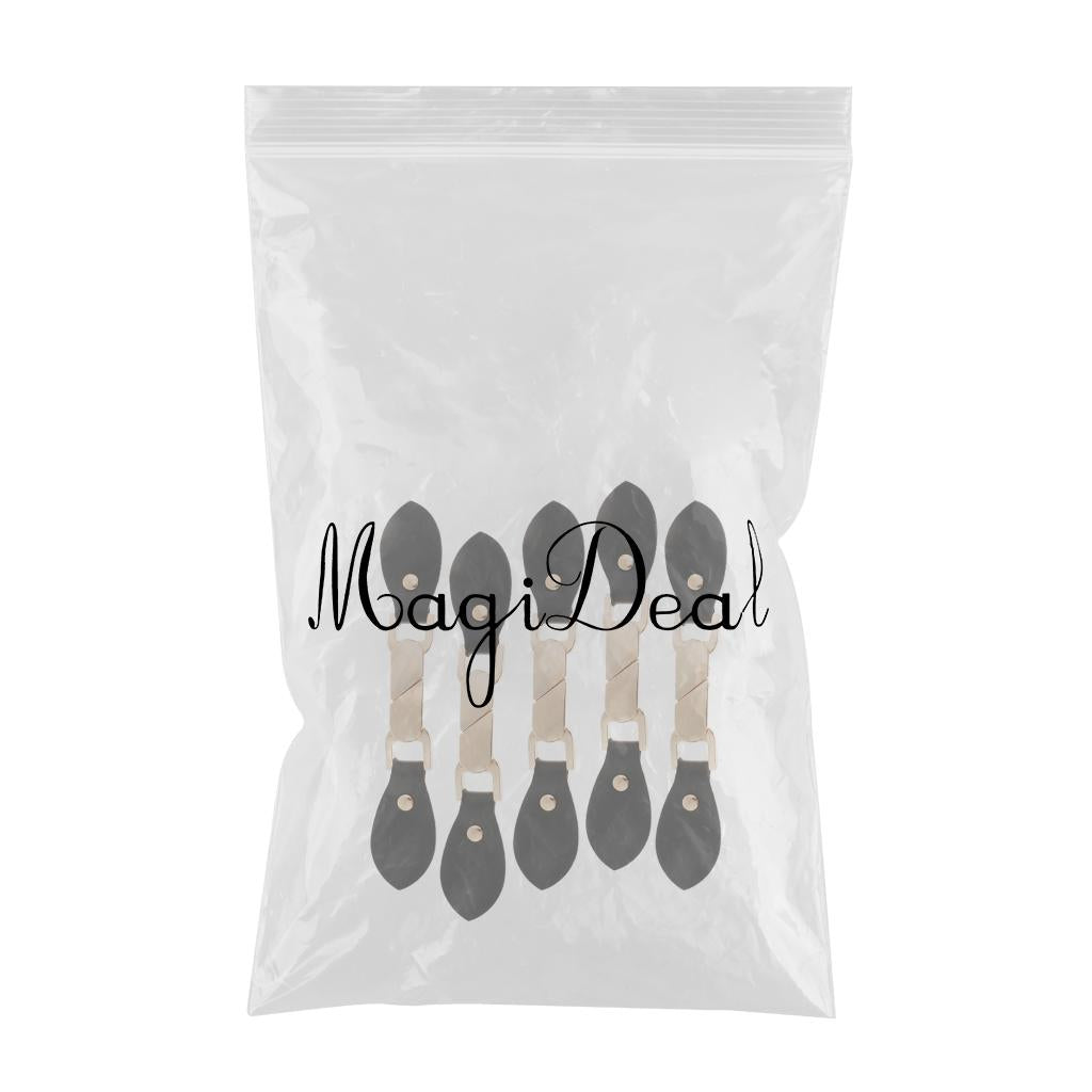 5 Pair Black PU Leather Alloy Snap Toggle Button for Bags Coat DIY Fastener