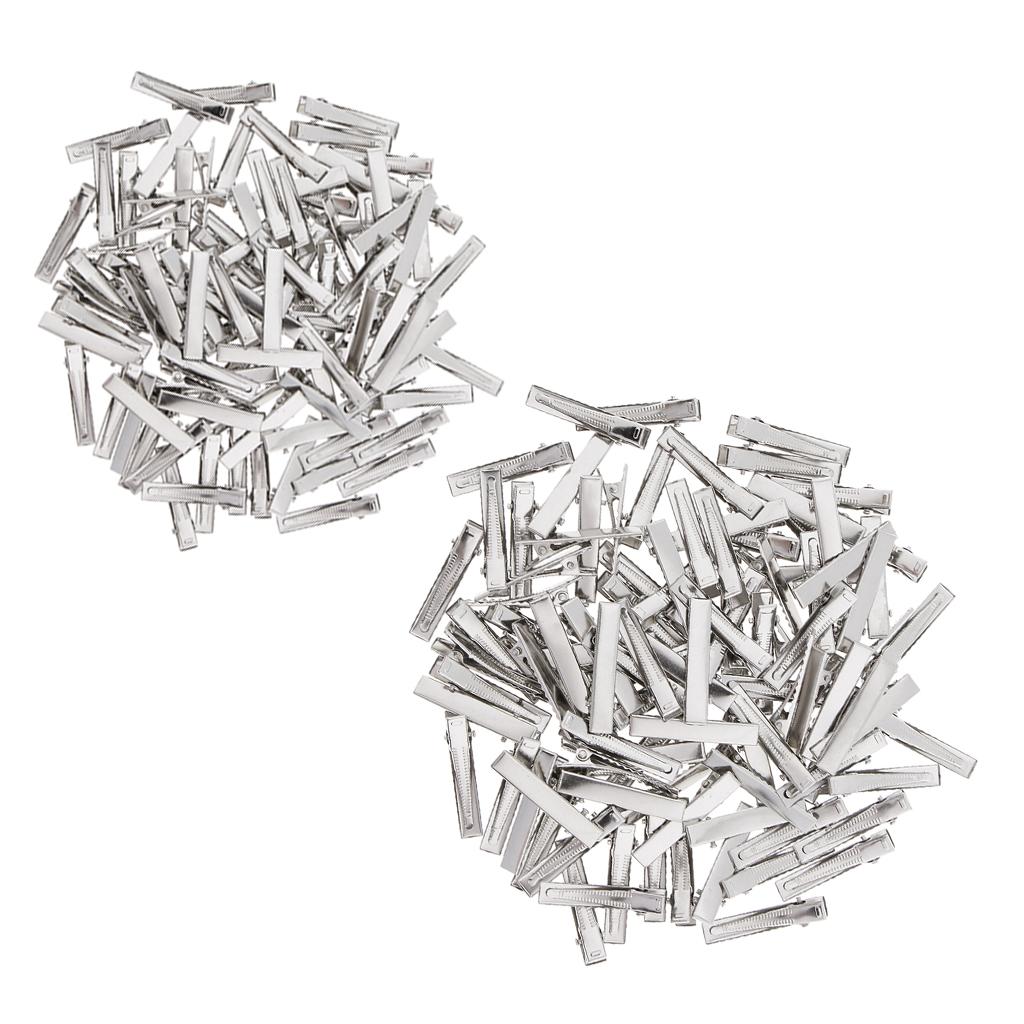 150x Flat Iron Single Prong Duck Alligator Hair Clips DIY Bow