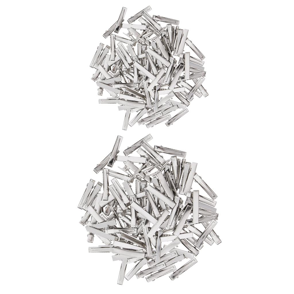 150x Flat Iron Single Prong Duck Alligator Hair Clips DIY Bow