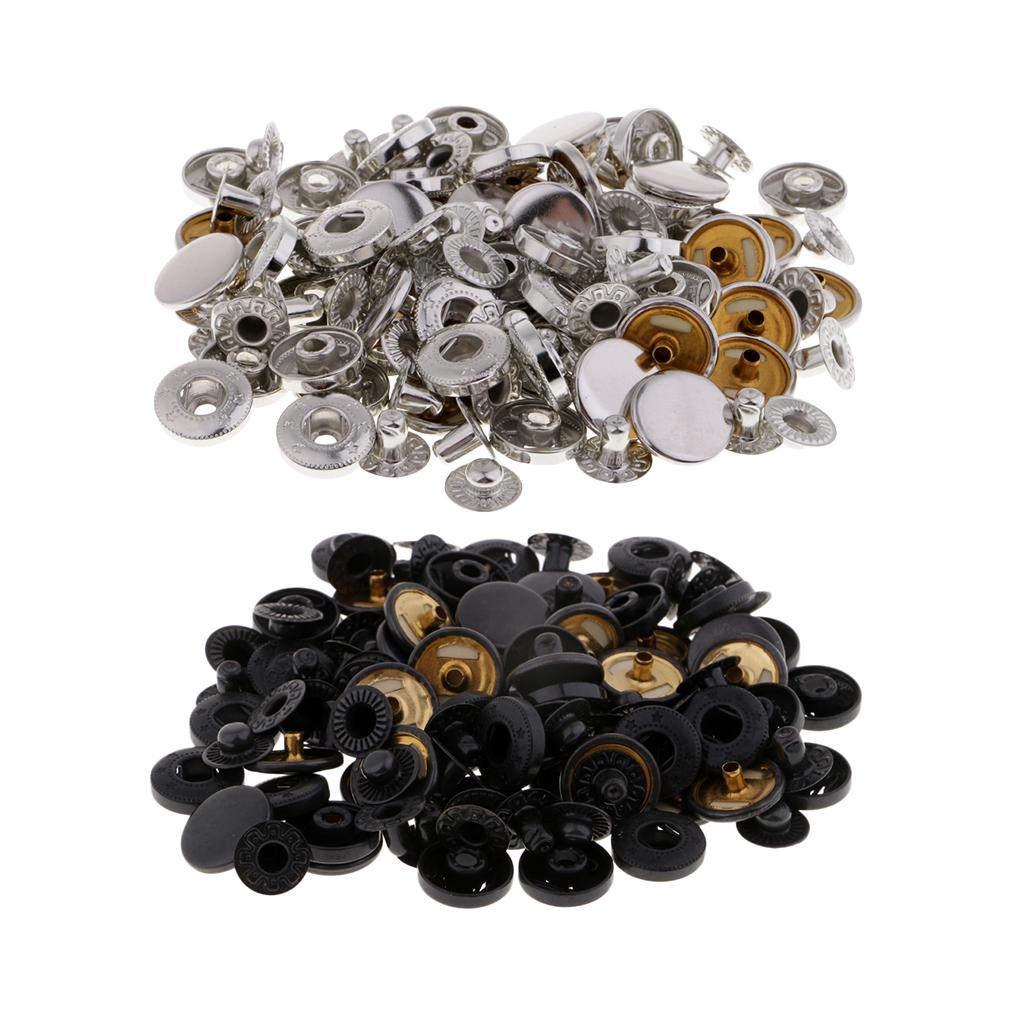 60 Sets White Black Metal Fasteners Snap Rivets Buttons for Leather Crafts