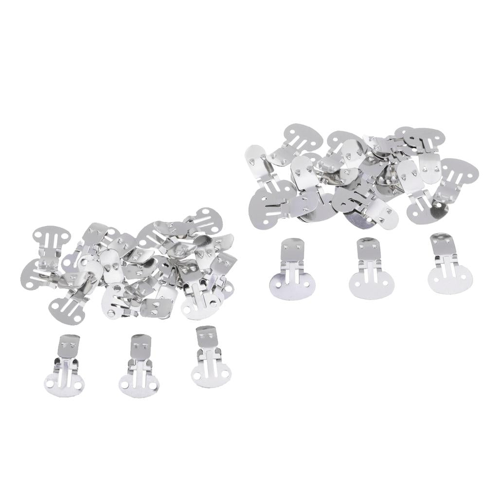 60pcs Mixed Size Stainless Steel Flat Blank Shoe Clips DIY Crafts Findings