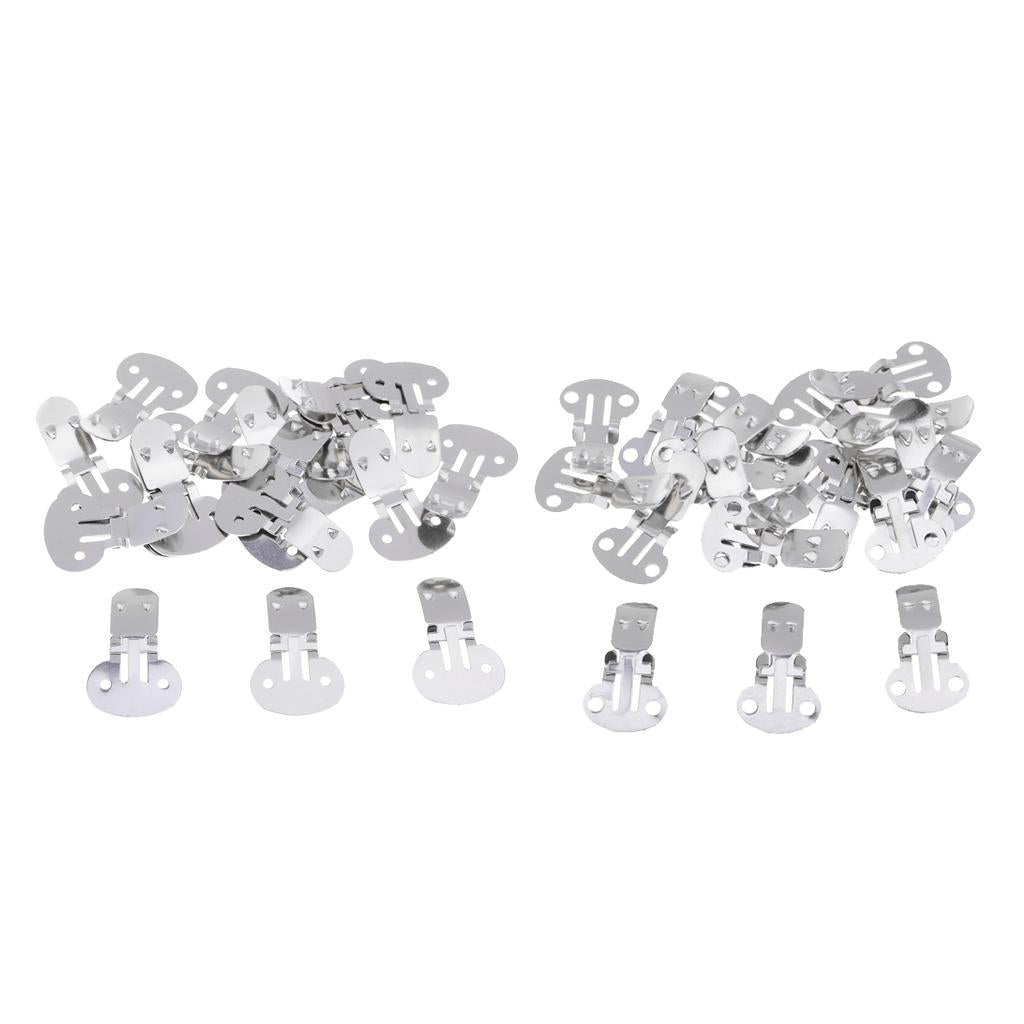 60pcs Mixed Size Stainless Steel Flat Blank Shoe Clips DIY Crafts Findings