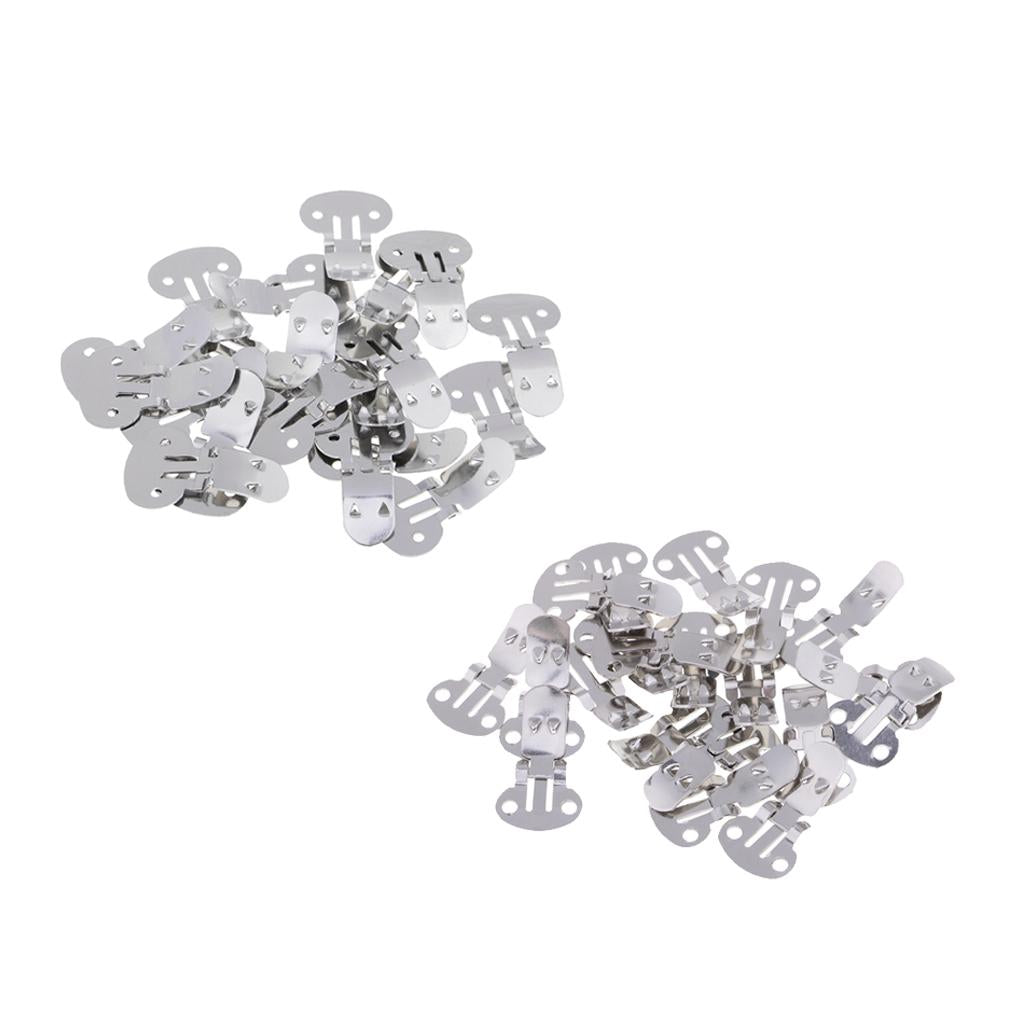 60pcs Mixed Size Stainless Steel Flat Blank Shoe Clips DIY Crafts Findings