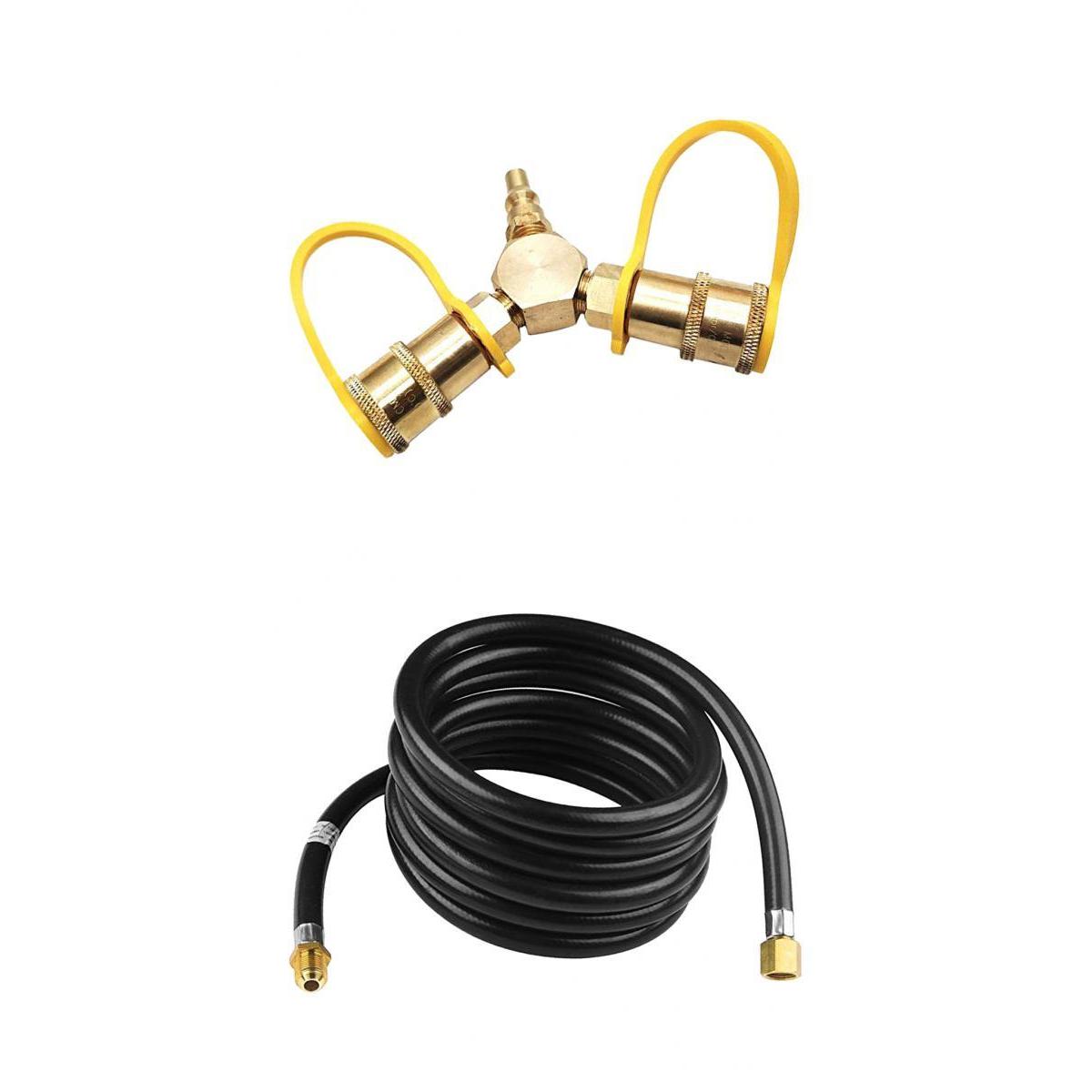Brass 1/4 Propane Y Splitter Quick Connect Adapter Fitting Connector & Hose"
