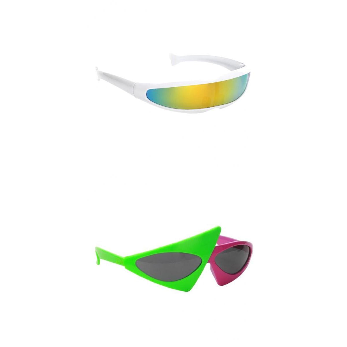 2 Pieces Sunglasses Party Glasses Photo Props Futuristic Narrow