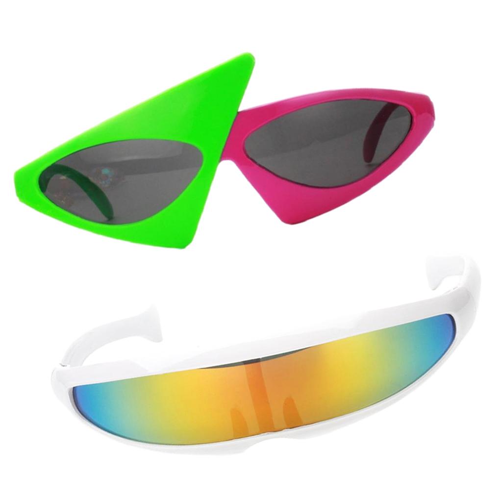 2 Pieces Sunglasses Party Glasses Photo Props Futuristic Narrow