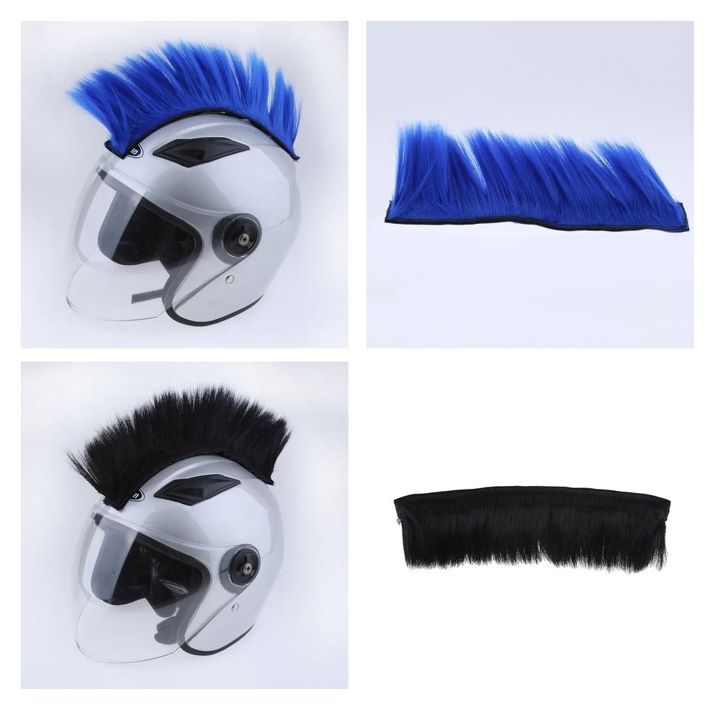 2pcs Motorcycle Skinhead Wig Punk Helmet Mohawk Wig Costumes Hairpiece