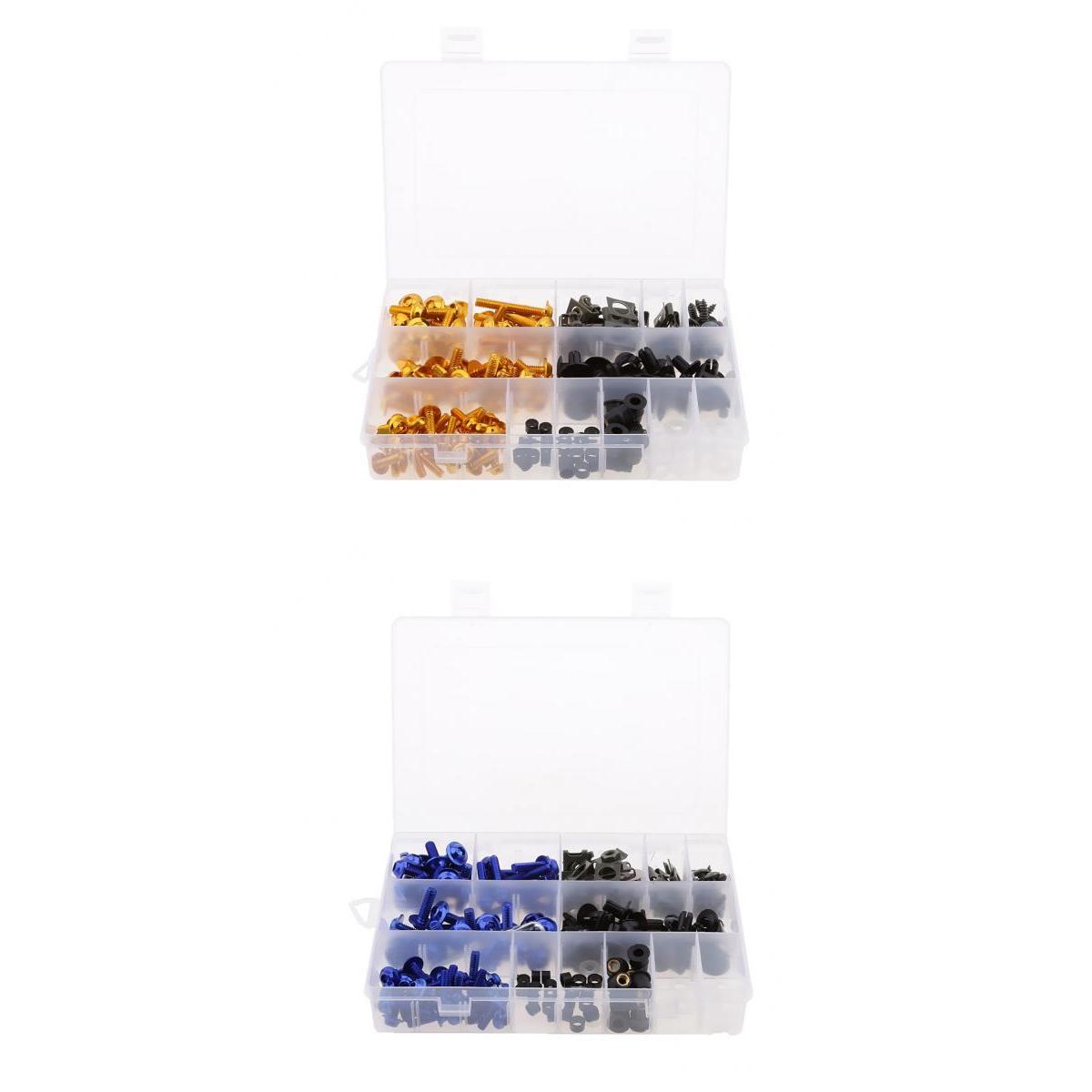 446pcs Motorcycle Windscreen Fairing Bolts Fastener Clips Screws Blue+Gold