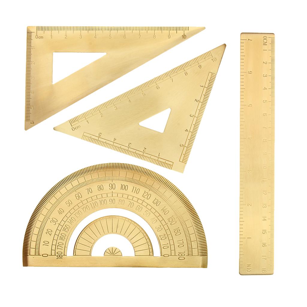 4 Pieces/Set Mini Brass Math Geometry Ruler Jewelry Measuring Tools