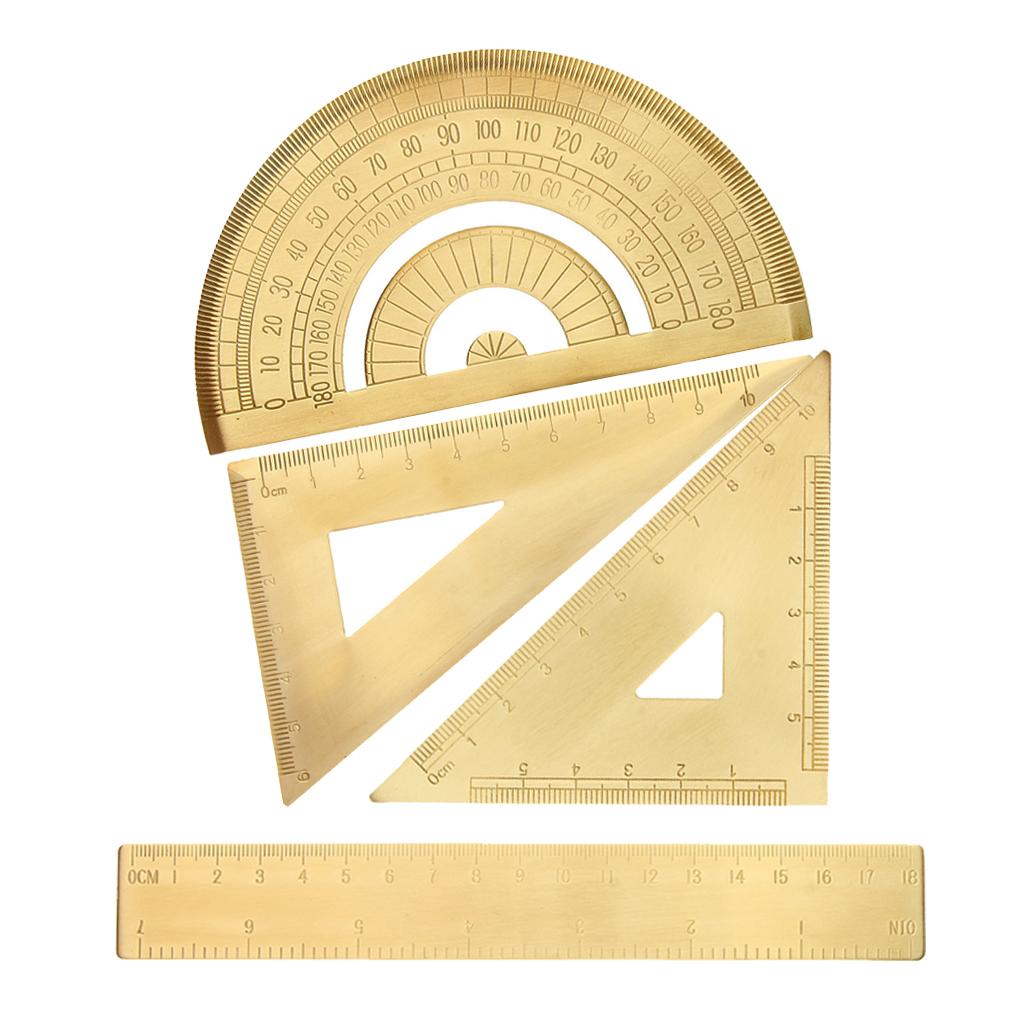 4 Pieces/Set Mini Brass Math Geometry Ruler Jewelry Measuring Tools
