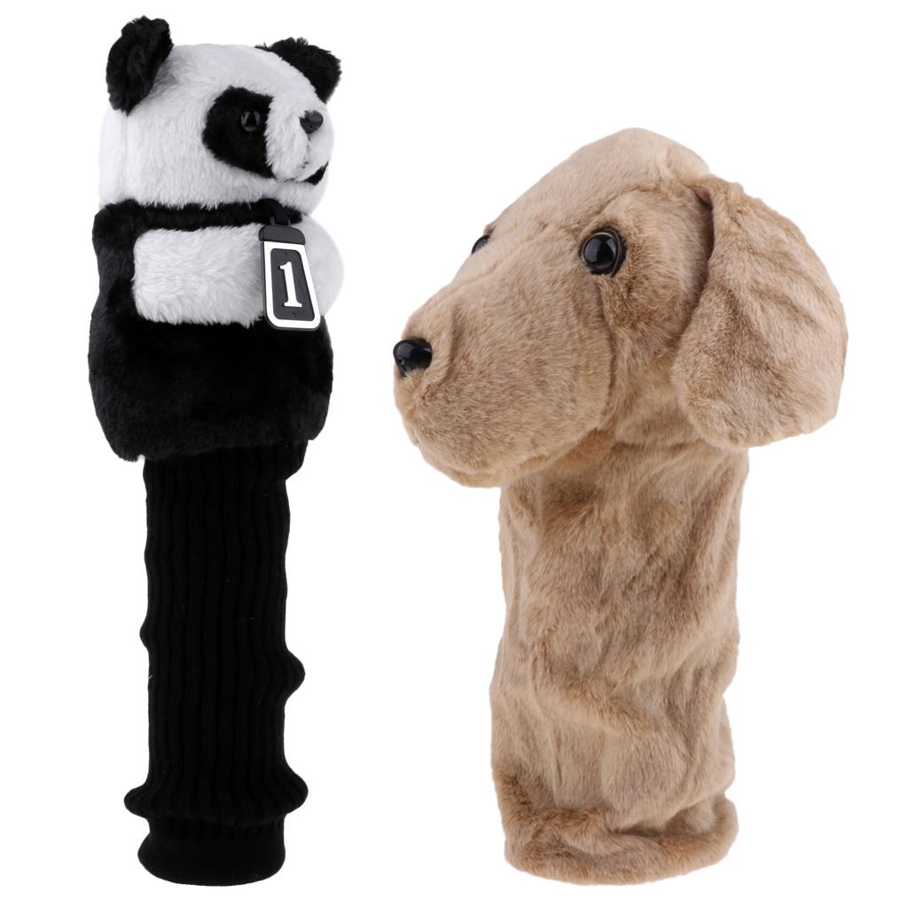 2 Pieces Animal Panda & Dog Golf Club Headcover for 460 cc/No.1 Wood Driver