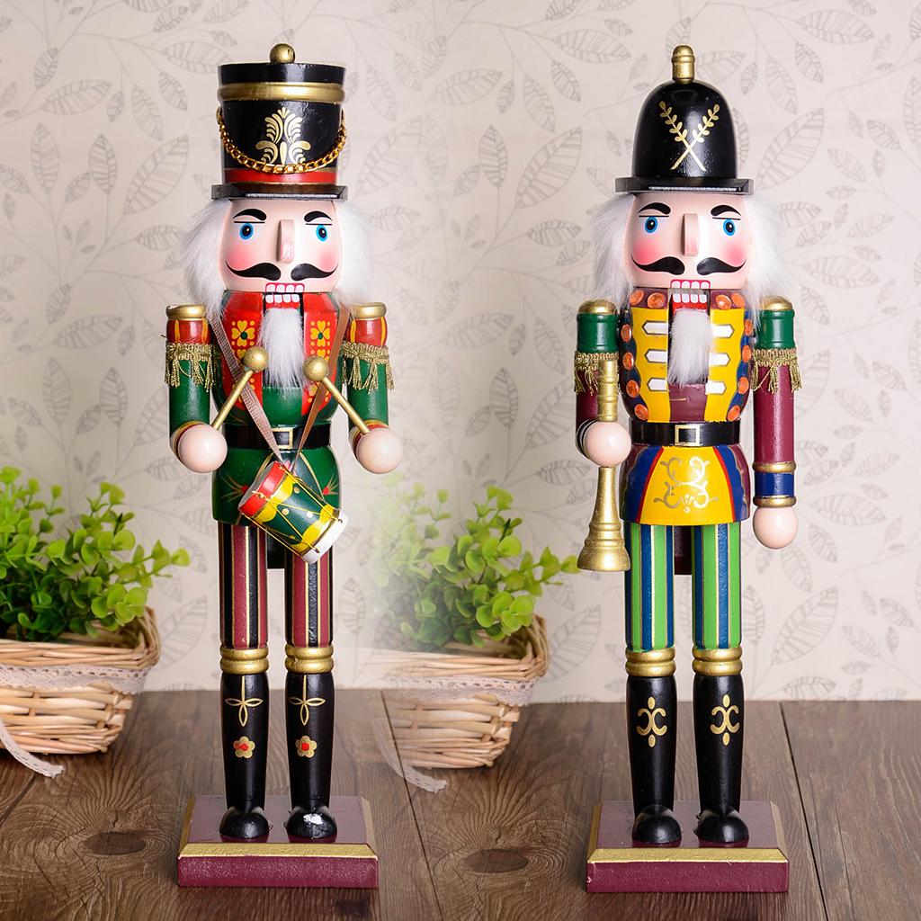 30cm Wooden Nutcracker Solider Figures Model Puppet Doll Toy Home Decor Gift