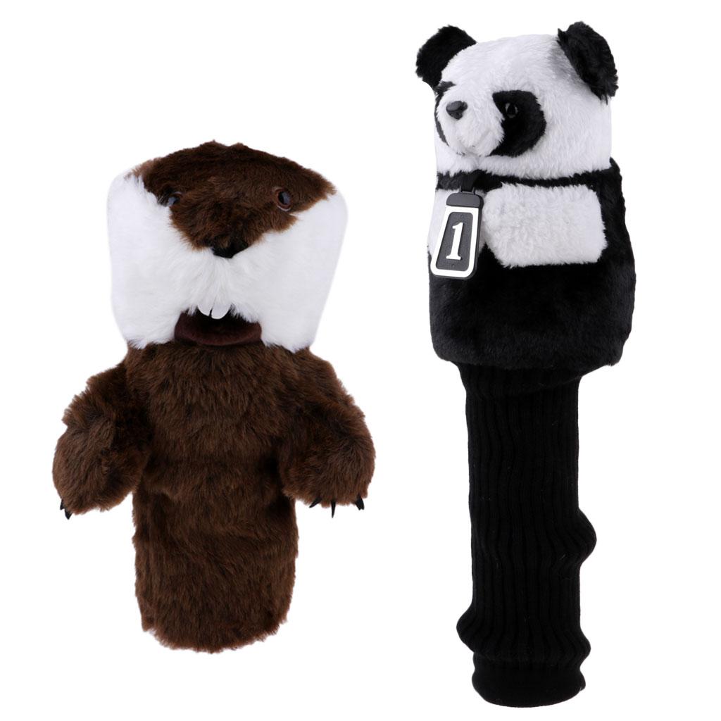2 Pieces Animal Panda & Rat Golf Club Headcover for 460 cc/No.1 Wood Driver