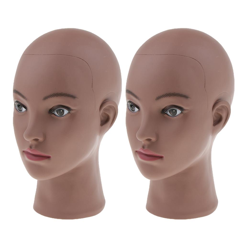 2pcs Mannequin Head Brown Female Pro Cosmetology Wig Glasses Display Model
