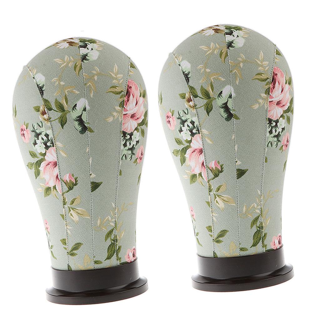 2x Mannequin Model Cork Head Canvas Block Wig Display Holder 21 Gardenia"