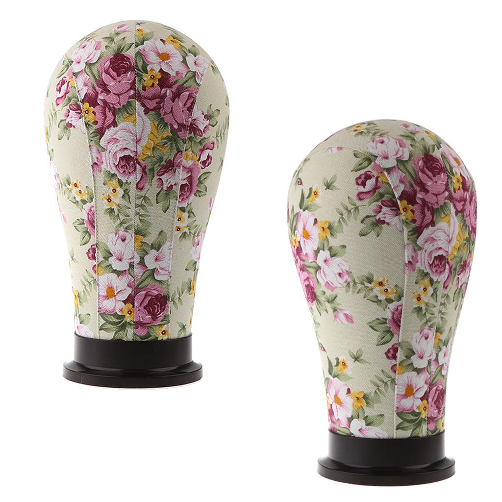 2x Mannequin Model Cork Head Canvas Block Wig Display Holder 21 Red Peony"