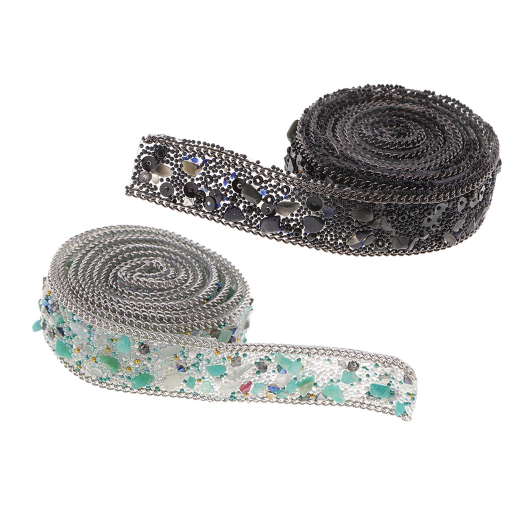 2 Roll 20mm Crystal Rhinestone Ribbon DIY Sewing Crafts for Dress Bags Shoes