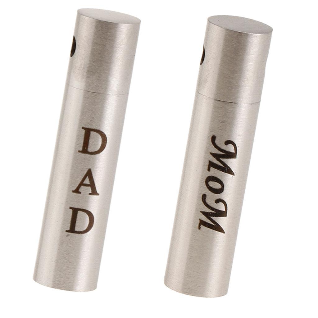 2Pcs Cylinder Pillar Stainless Steel Urn Cremation Family Keepsake Pendant