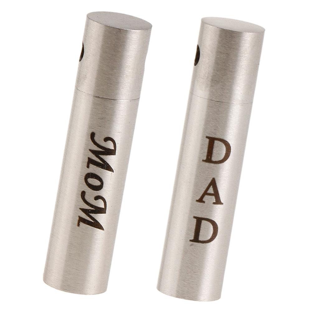 2Pcs Cylinder Pillar Stainless Steel Urn Cremation Family Keepsake Pendant