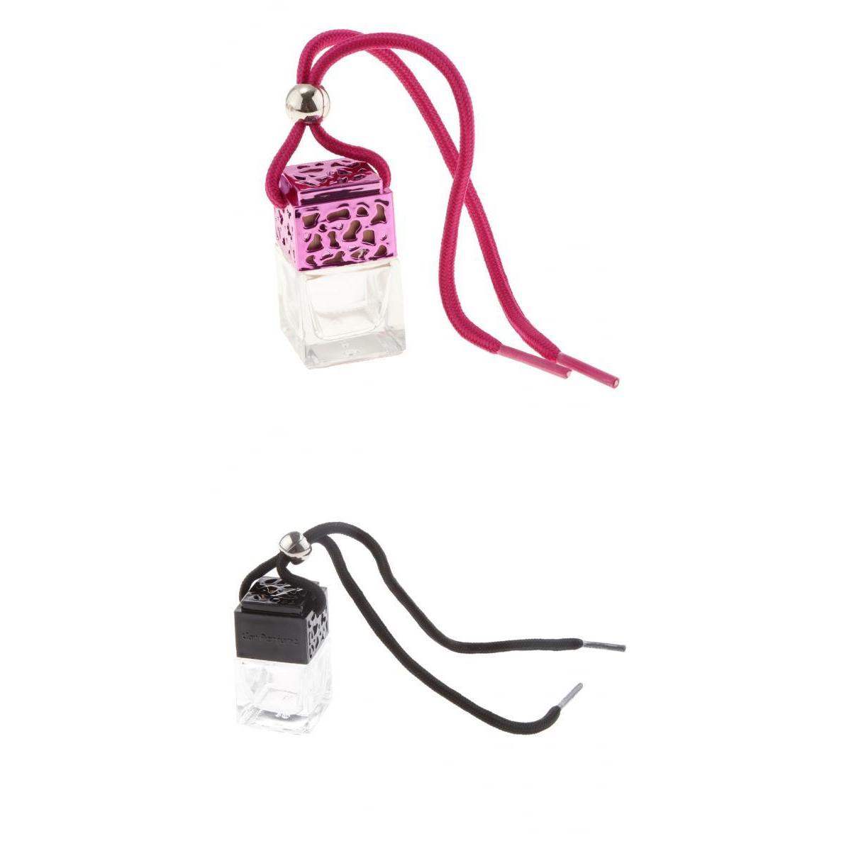 2pcs Charm Empty Glass Perfume Bottle Pendant for Car Hanging Decor Square