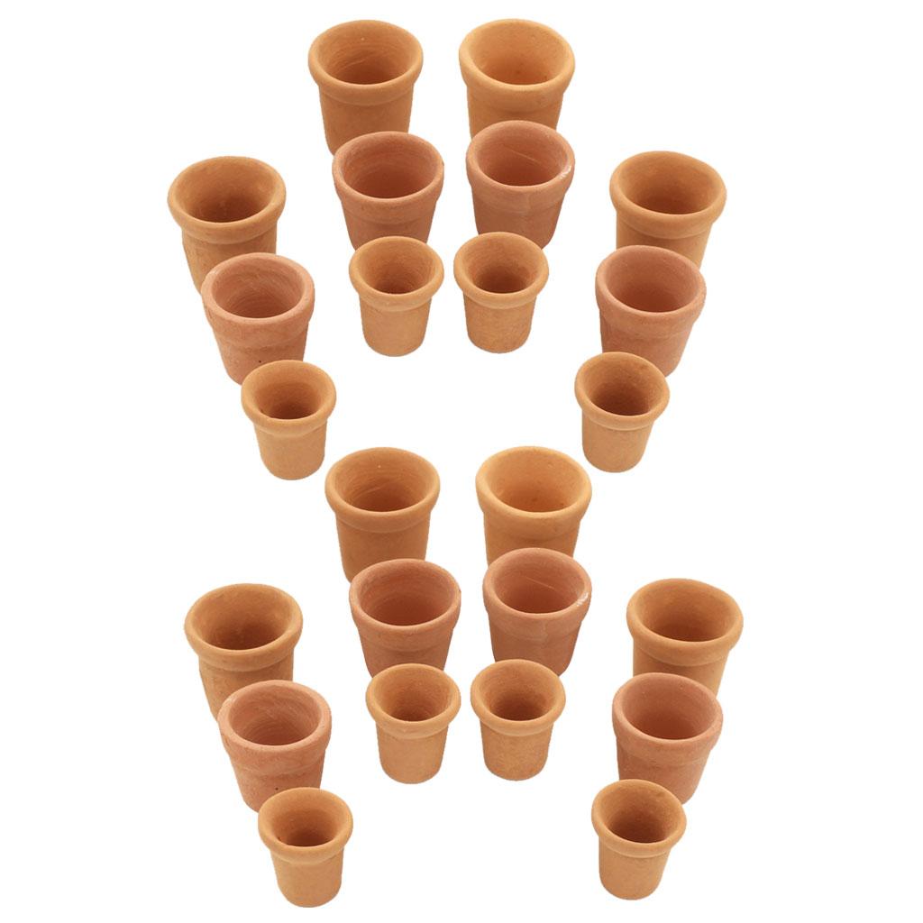24 Pieces 1/12 Dollhouse Miniatures Flowerpots for Dolls Garden Decoration
