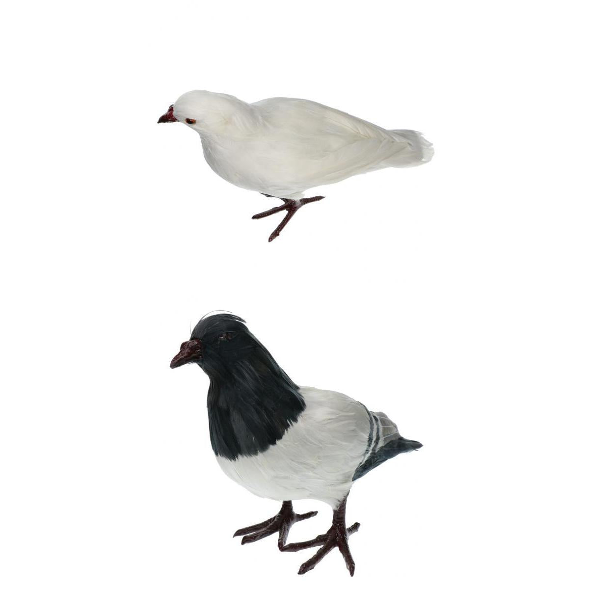 2Pcs Artificial Feathered Pigeon Bird Yard Figurine Decor Birds Figure