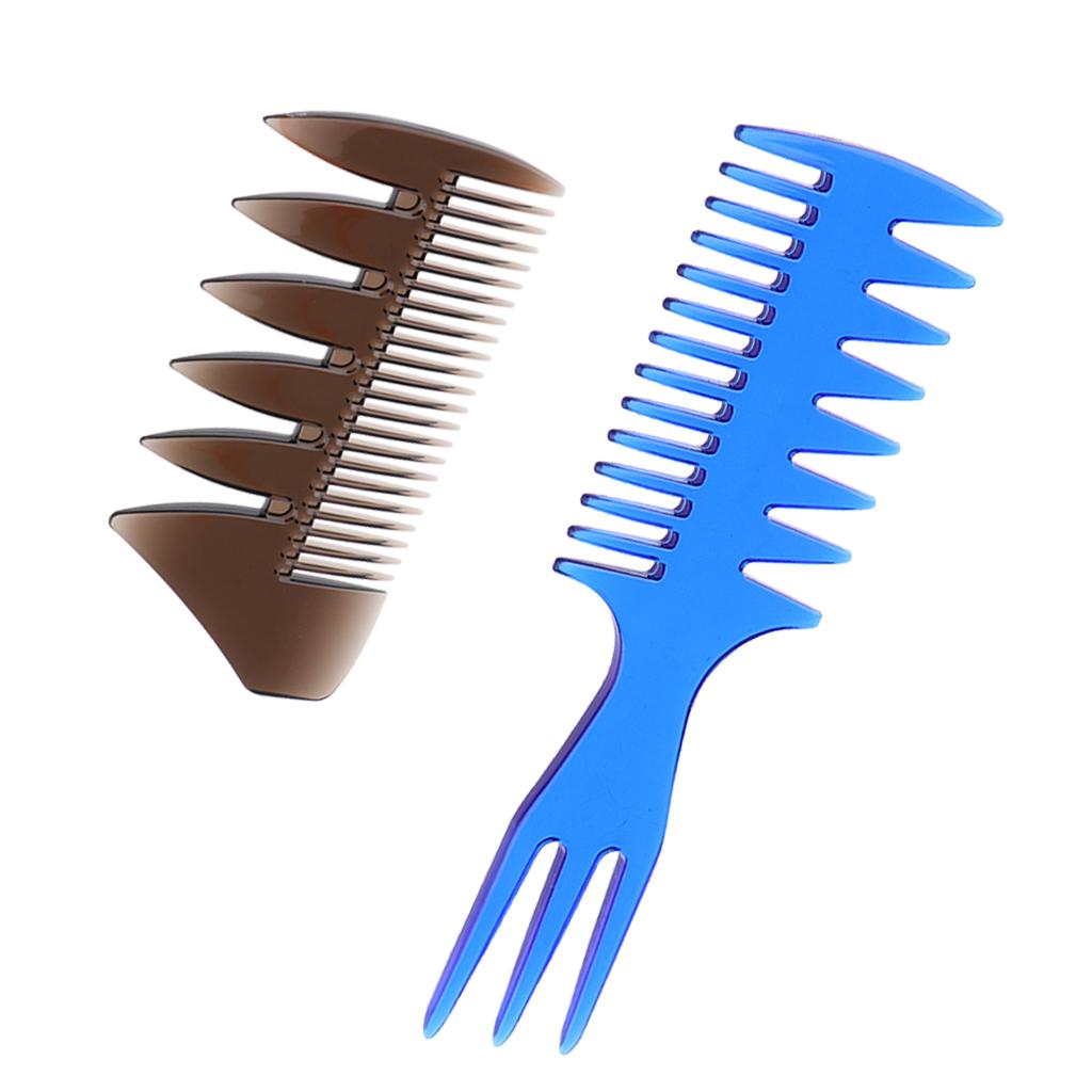 2pcs Men's Oily Hair Pick Comb Salon Dye Hairdressing Styling Wide Tooth