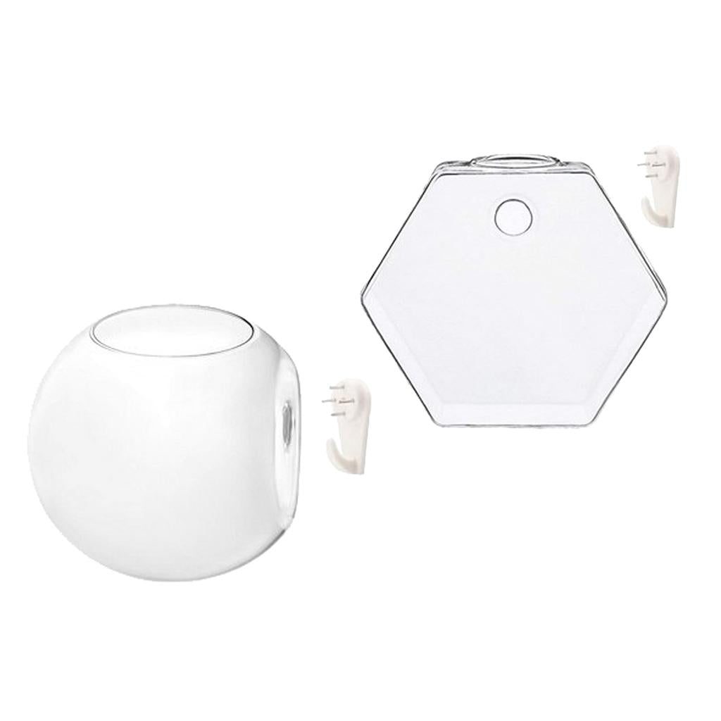 4Pcs Wall Hanging Planter Glass Hydroponic Vase Plant Pot Terrarium Ball+Hex