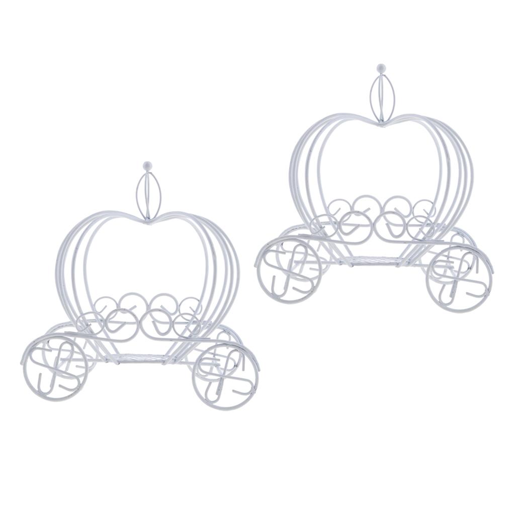 2PCS Pumpkin Cart Iron Wire Wreath Frame Succulent Pot Metal Planter Holder
