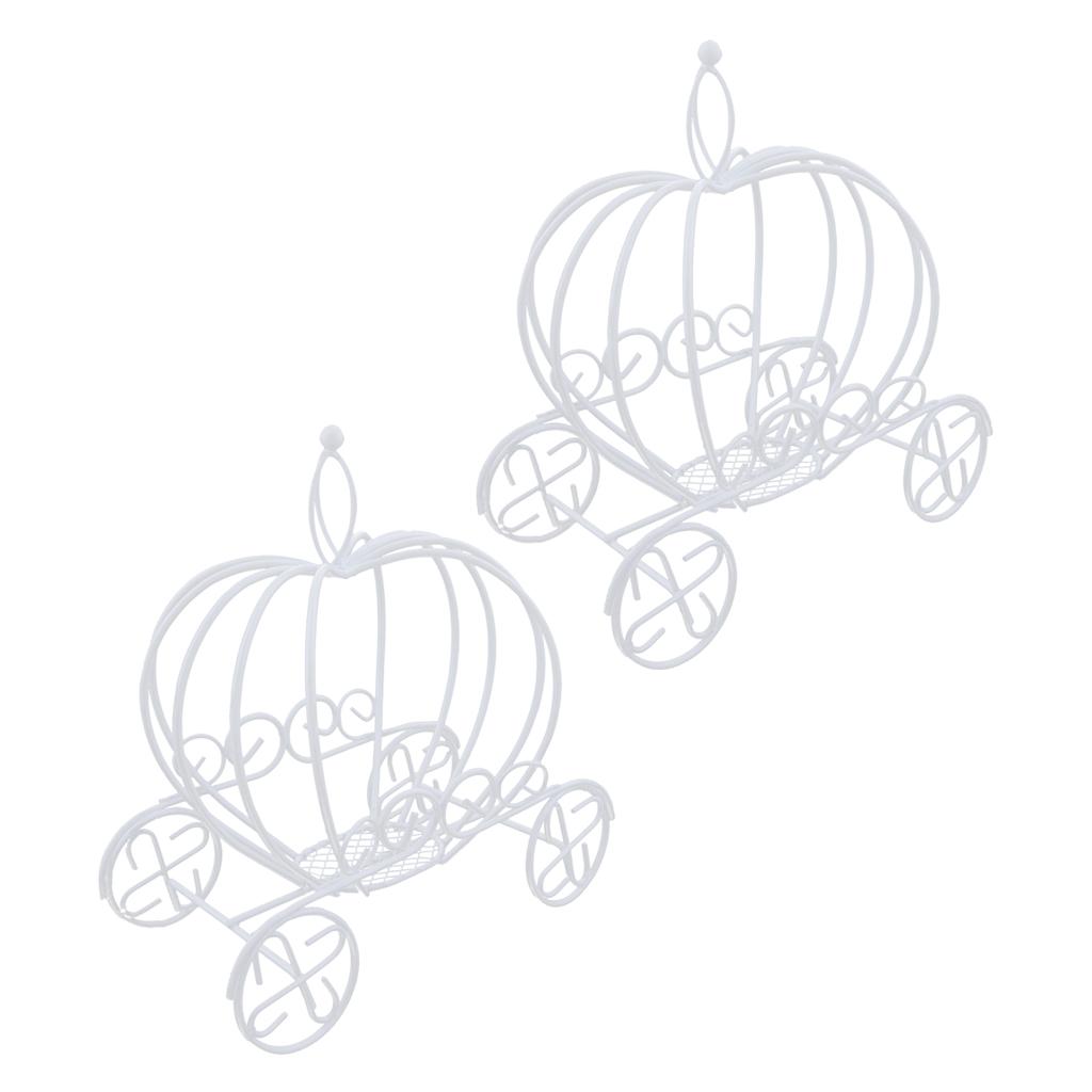 2PCS Pumpkin Cart Iron Wire Wreath Frame Succulent Pot Metal Planter Holder