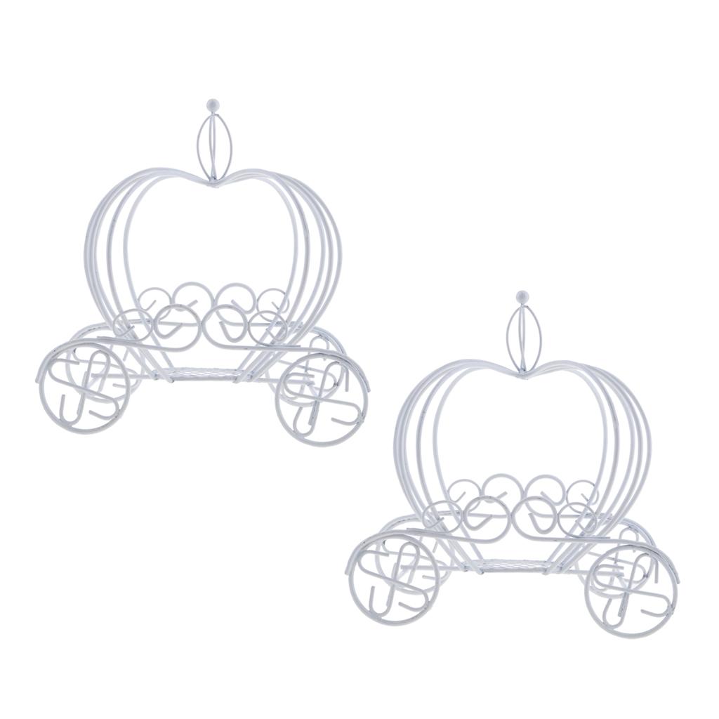 2PCS Pumpkin Cart Iron Wire Wreath Frame Succulent Pot Metal Planter Holder