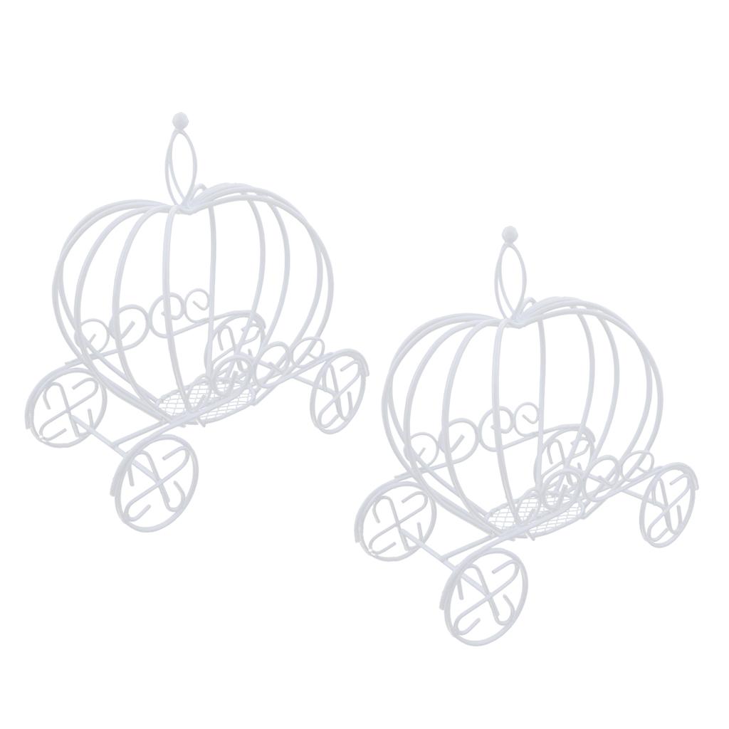 2PCS Pumpkin Cart Iron Wire Wreath Frame Succulent Pot Metal Planter Holder