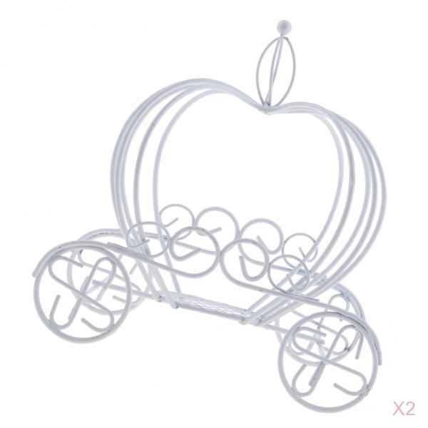2PCS Pumpkin Cart Iron Wire Wreath Frame Succulent Pot Metal Planter Holder